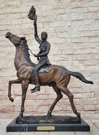 BUFFALO SIGNAL by Frederic Remington Bronze Sculpture Native American Horseback