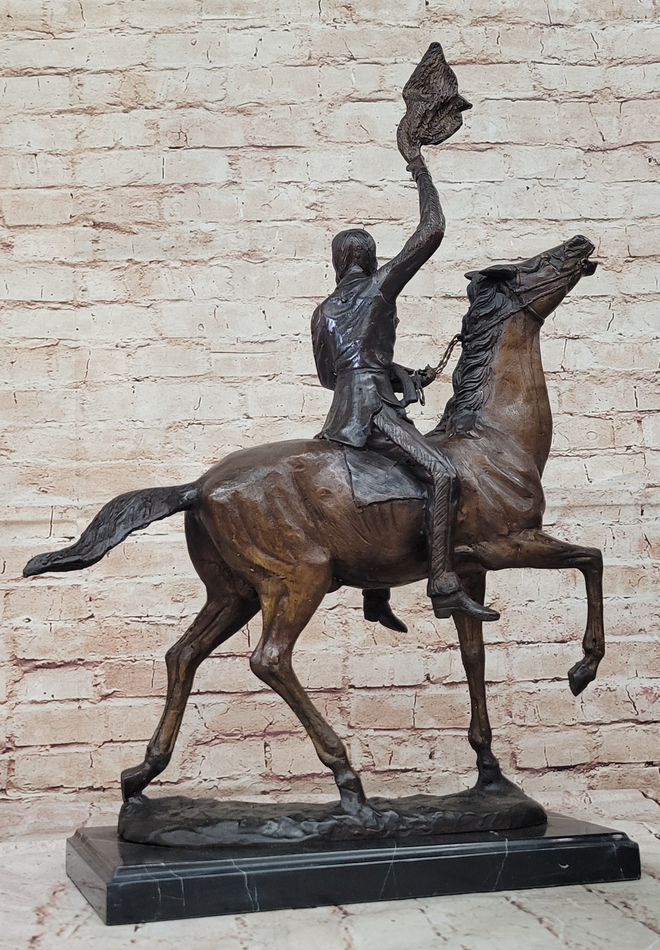BUFFALO SIGNAL by Frederic Remington Bronze Sculpture Native American Horseback