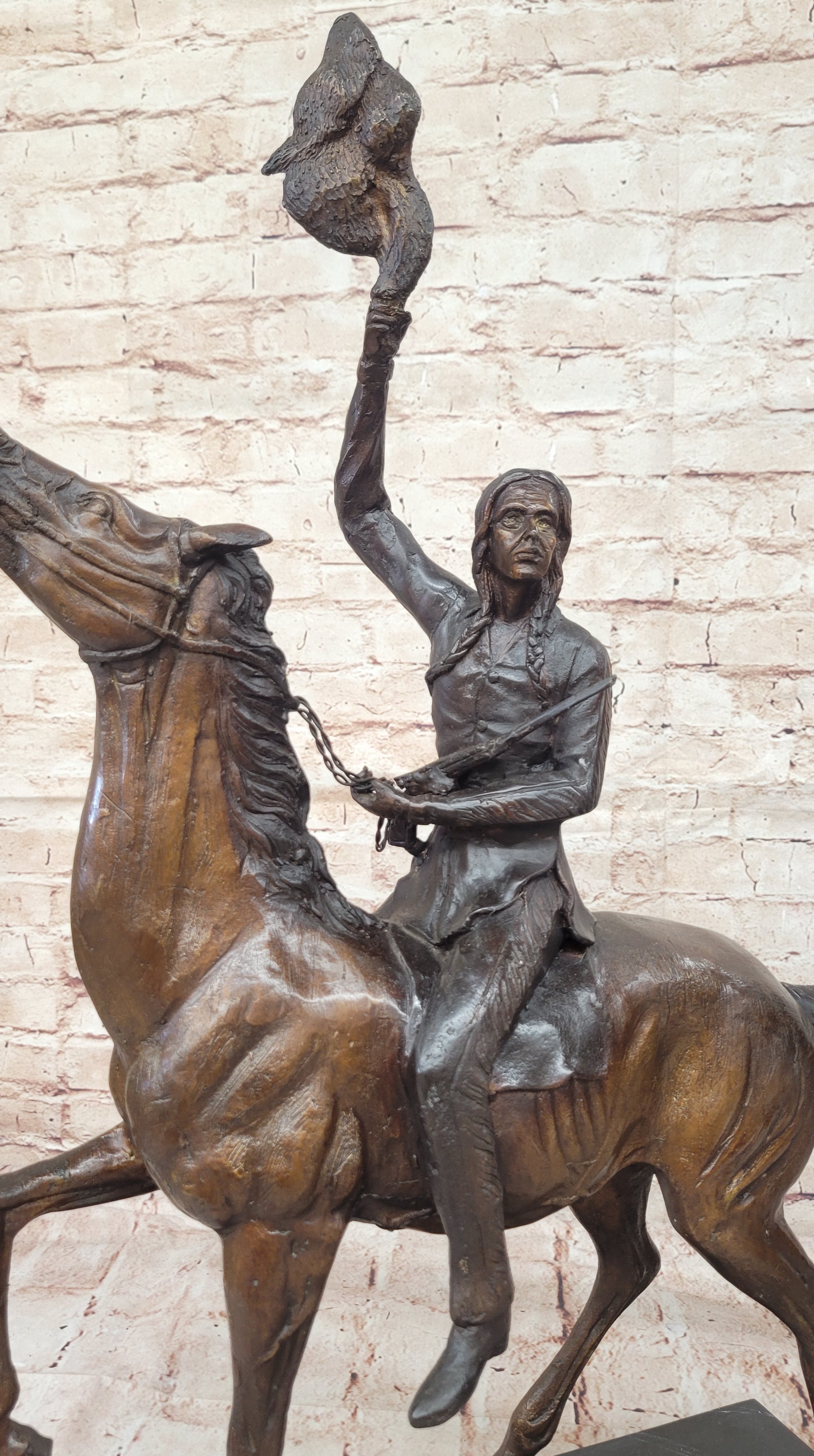 BUFFALO SIGNAL by Frederic Remington Bronze Sculpture Native American Horseback