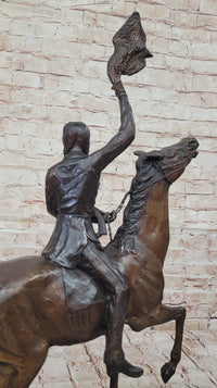BUFFALO SIGNAL by Frederic Remington Bronze Sculpture Native American Horseback