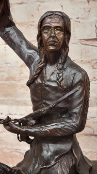 BUFFALO SIGNAL by Frederic Remington Bronze Sculpture Native American Horseback