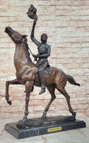 BUFFALO SIGNAL by Frederic Remington Bronze Sculpture Native American Horseback