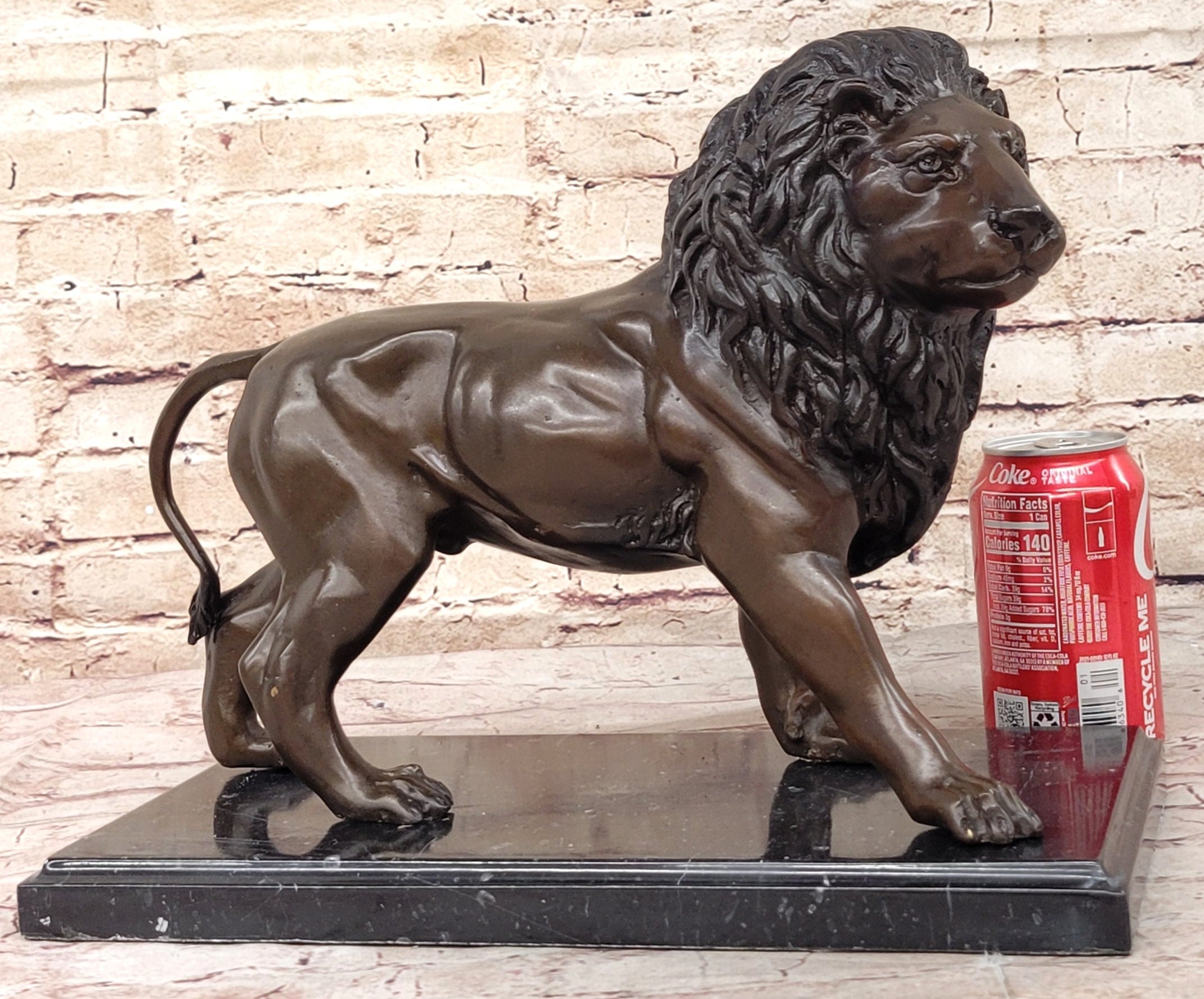 J. Moigniez Bronze Guardian Lion Sculpture 11" x 14"
