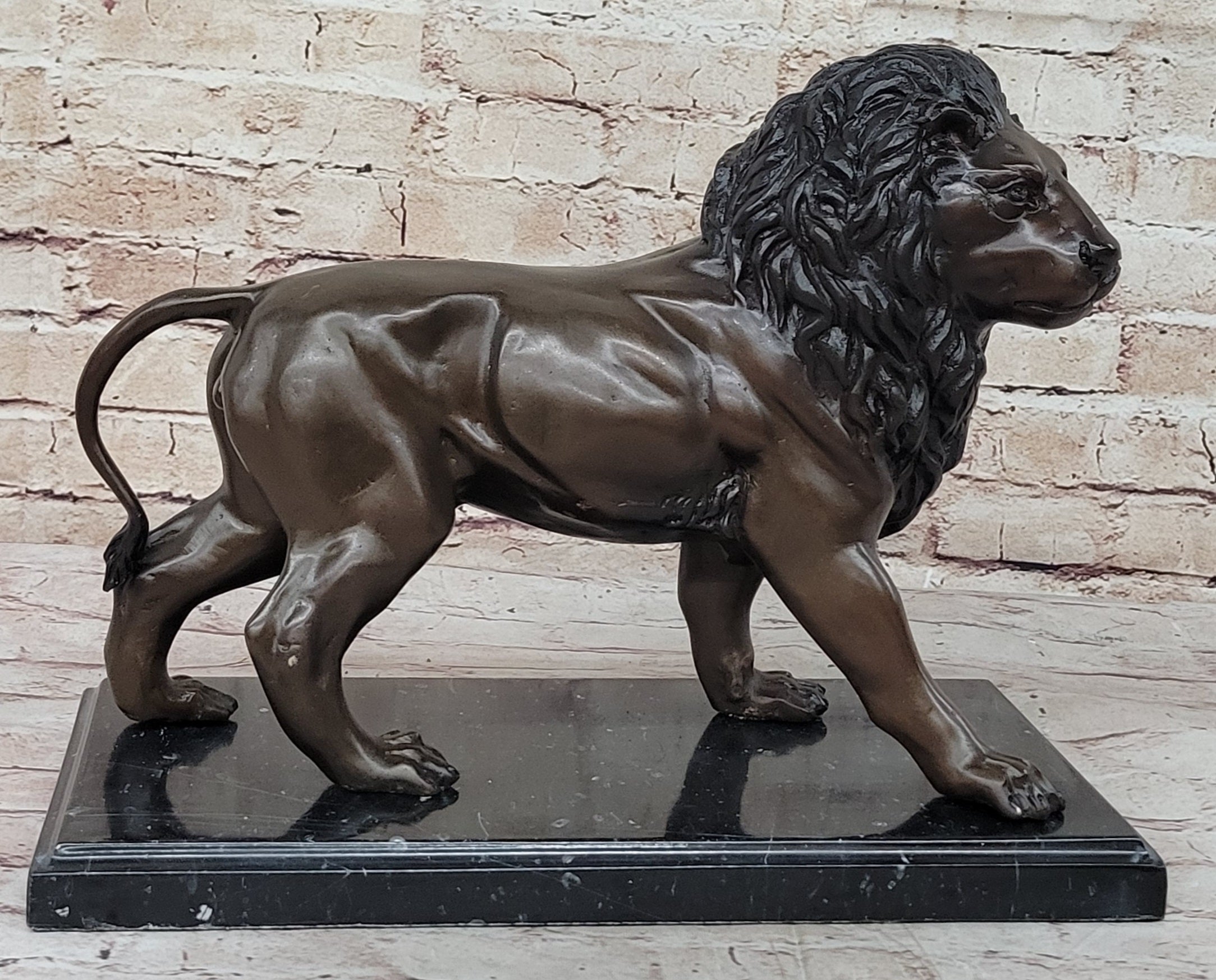 J. Moigniez Bronze Guardian Lion Sculpture 11" x 14"