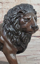 J. Moigniez Bronze Guardian Lion Sculpture 11" x 14"