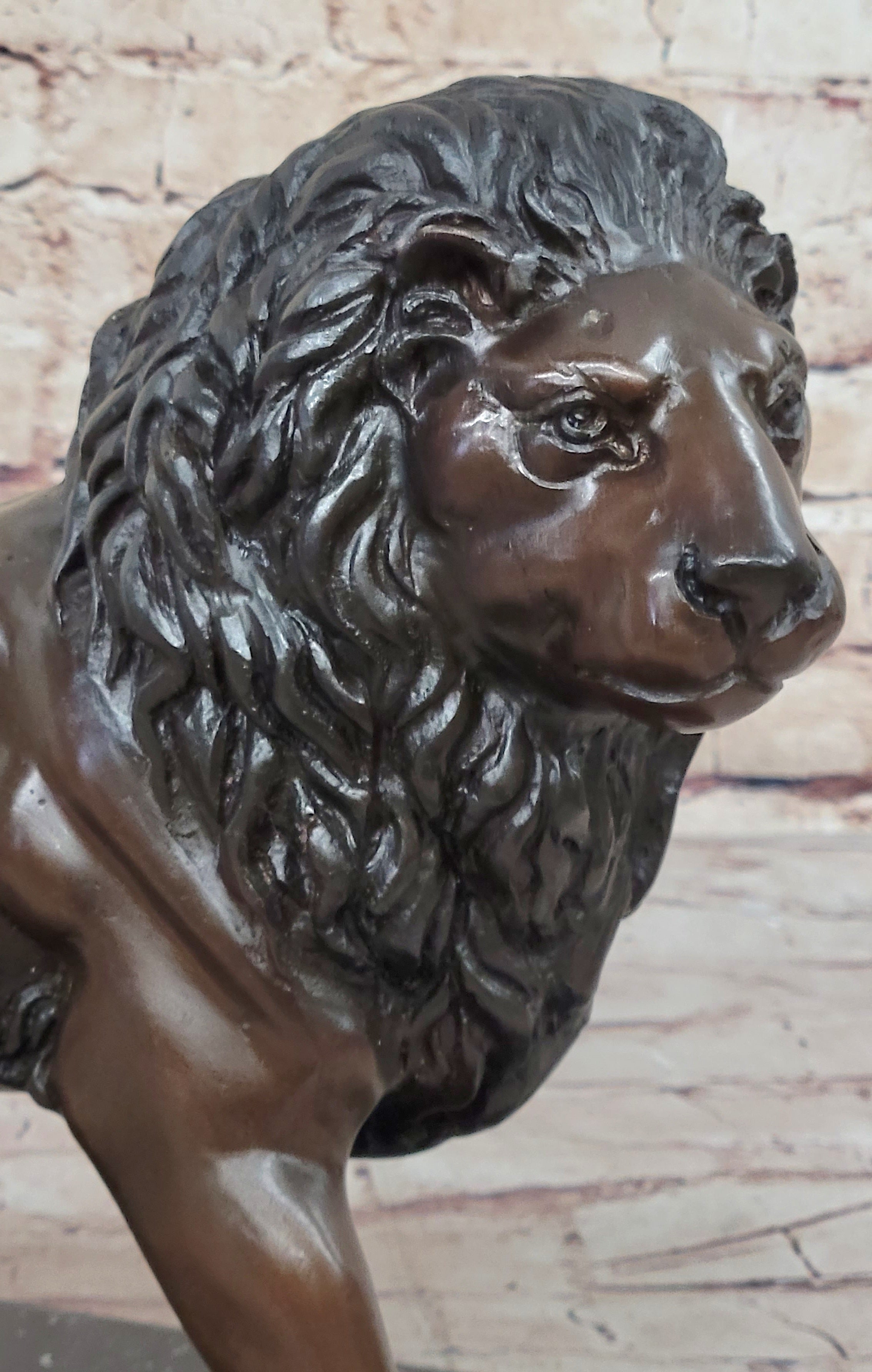 J. Moigniez Bronze Guardian Lion Sculpture 11" x 14"