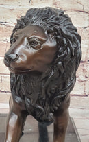 J. Moigniez Bronze Guardian Lion Sculpture 11" x 14"