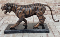 Bronze Tiger Sculpture on Marble Base by Moigniez