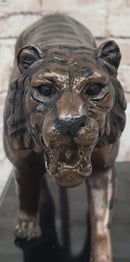 Bronze Tiger Sculpture on Marble Base by Moigniez