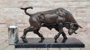 Charging Bull Bronze Sculpture on Marble Base Wall Street
