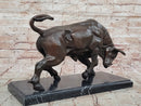 Charging Bull Bronze Sculpture on Marble Base Wall Street