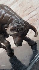 Charging Bull Bronze Sculpture on Marble Base Wall Street