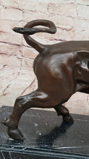 Charging Bull Bronze Sculpture on Marble Base Wall Street