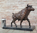Bull Bronze Metal Sculpture Lost Wax Casting on Black Marble 11" x 18"