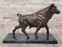 Bull Bronze Metal Sculpture Lost Wax Casting on Black Marble 11" x 18"