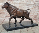 Bull Bronze Metal Sculpture Lost Wax Casting on Black Marble 11" x 18"