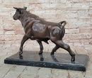 Bull Bronze Metal Sculpture Lost Wax Casting on Black Marble 11" x 18"