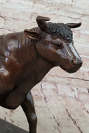 Bull Bronze Metal Sculpture Lost Wax Casting on Black Marble 11" x 18"