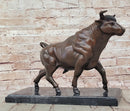 Bull Bronze Metal Sculpture Lost Wax Casting on Black Marble 11" x 18"