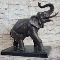 Trumpeting Elephant Lost Wax Bronze Art Deco 13" x 16"