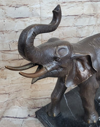 Trumpeting Elephant Lost Wax Bronze Art Deco 13" x 16"