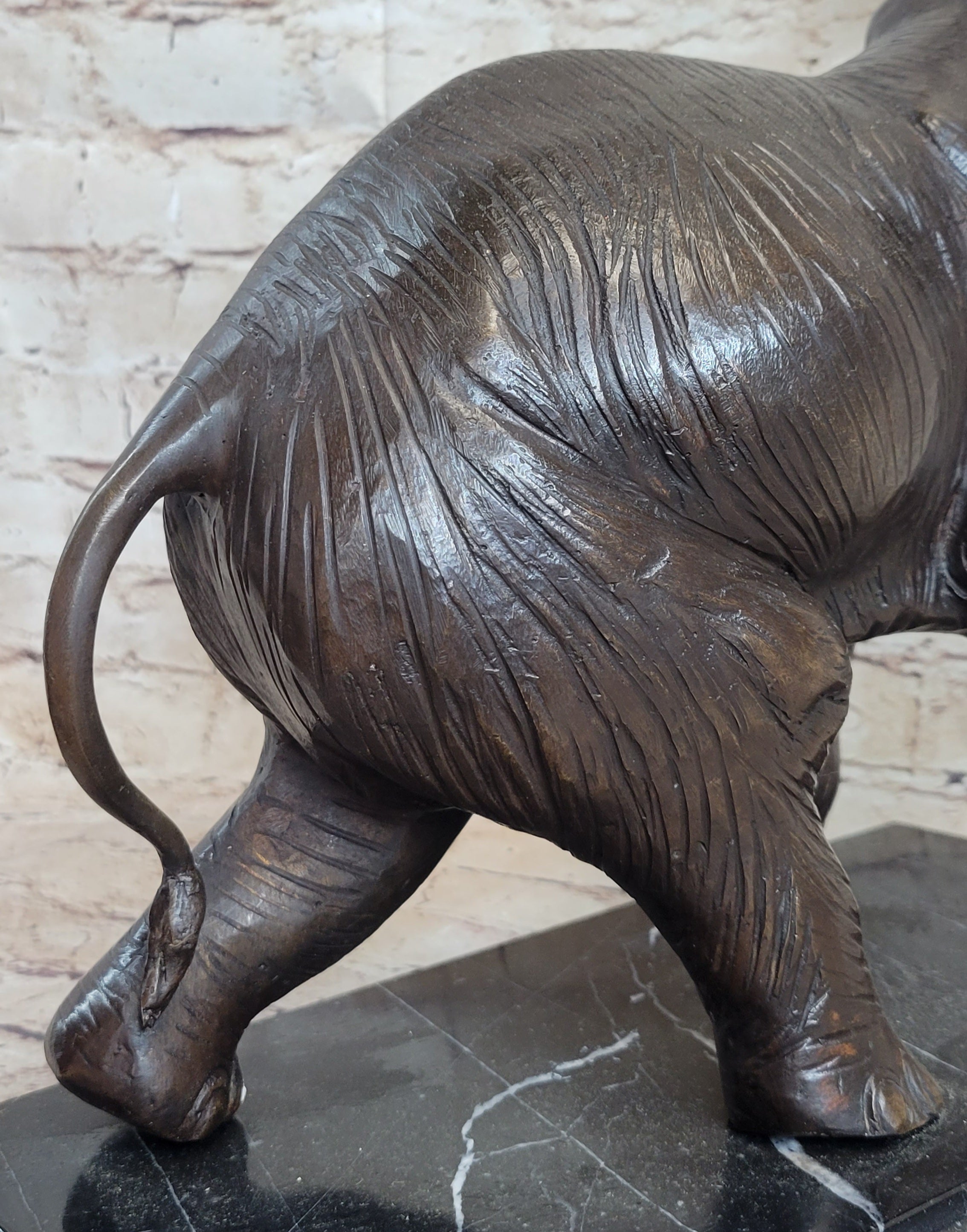 Trumpeting Elephant Lost Wax Bronze Art Deco 13" x 16"