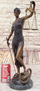 19'' Blind Justice Signed Mayer Bronze Sculpture