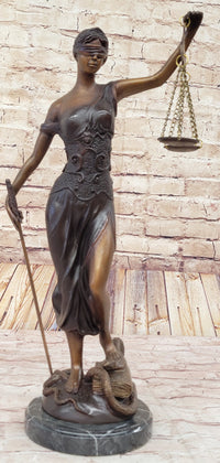 19'' Blind Justice Signed Mayer Bronze Sculpture