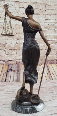 19'' Blind Justice Signed Mayer Bronze Sculpture