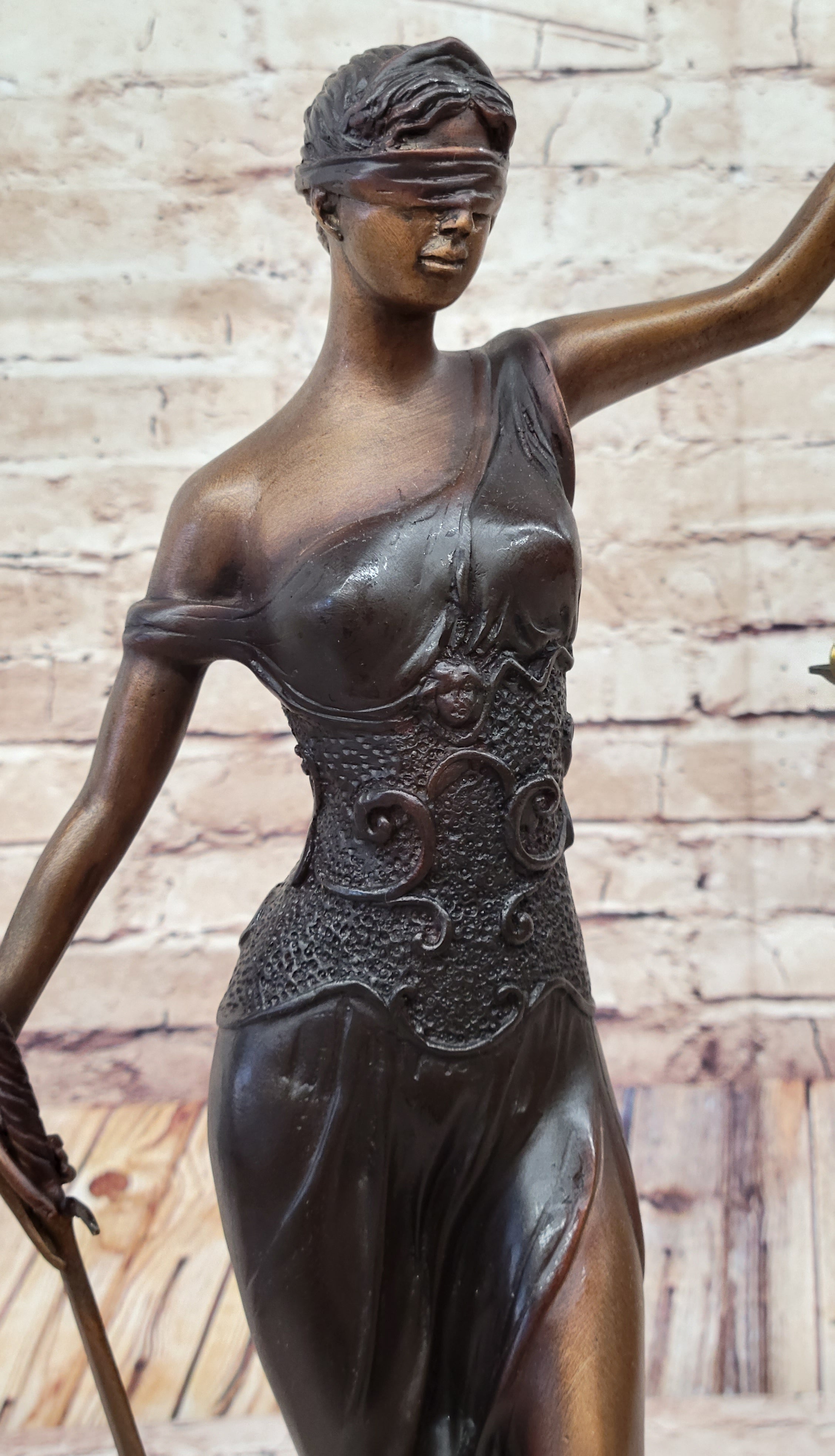 19'' Blind Justice Signed Mayer Bronze Sculpture