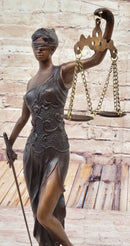 19'' Blind Justice Signed Mayer Bronze Sculpture