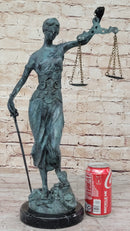 Blind Lady Justice Bronze Sculpture Green Patina 19" x 12"