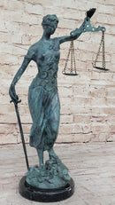Blind Lady Justice Bronze Sculpture Green Patina 19" x 12"