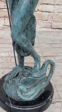Blind Lady Justice Bronze Sculpture Green Patina 19" x 12"