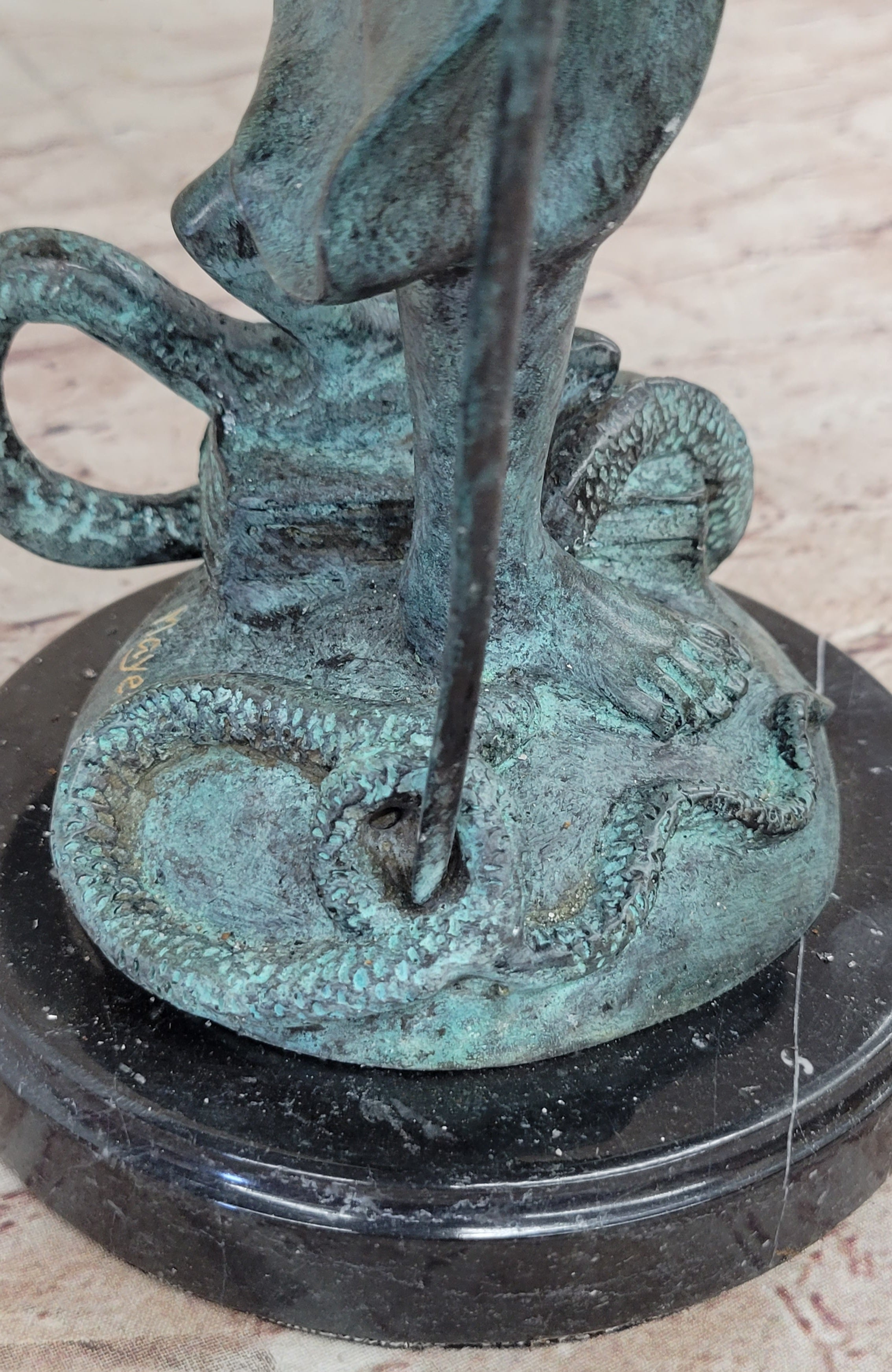 Blind Lady Justice Bronze Sculpture Green Patina 19" x 12"