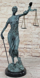 Blind Lady Justice Bronze Sculpture Green Patina 19" x 12"