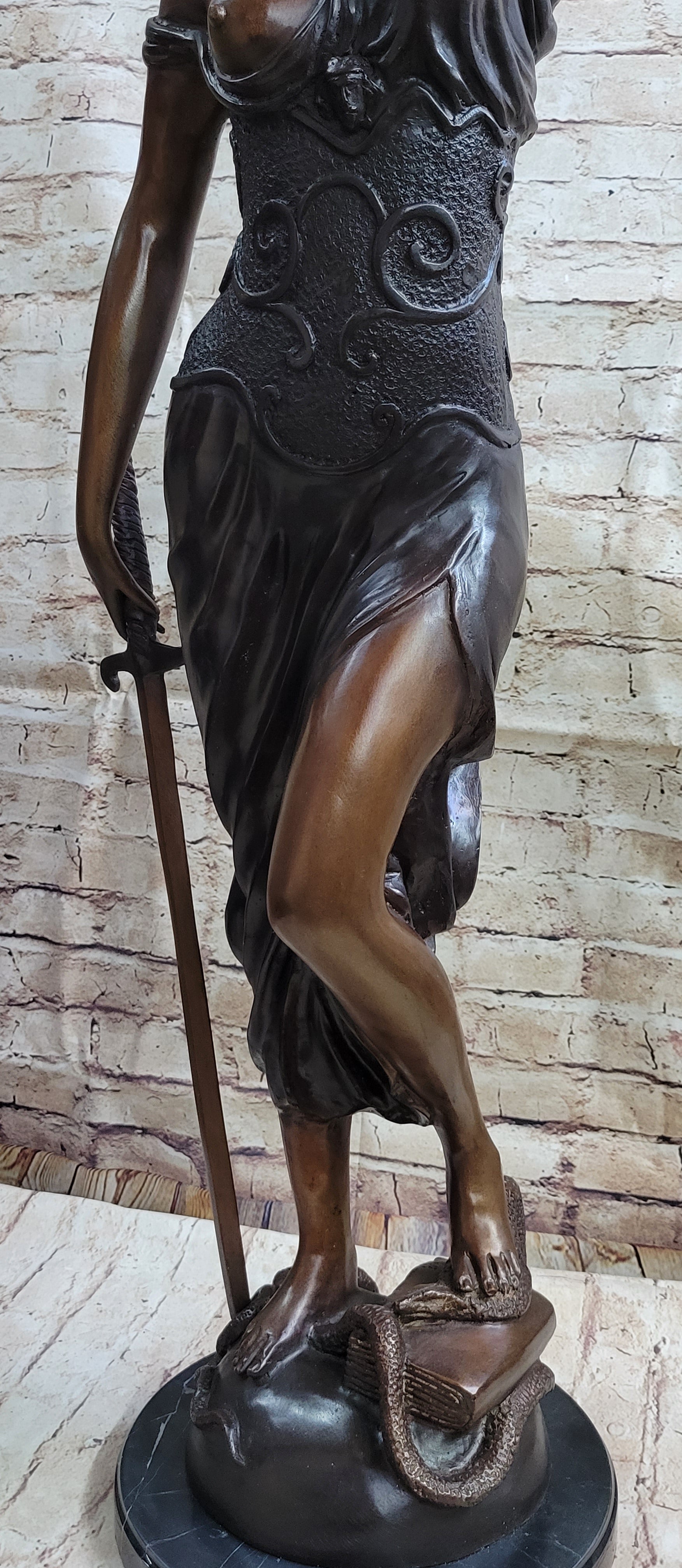 Blind Lady Justice Justica Bronze Metal Sculpture 36" x 24"