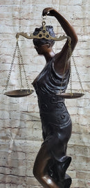 Blind Lady Justice Justica Bronze Metal Sculpture 36" x 24"