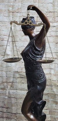 Blind Lady Justice Justica Bronze Metal Sculpture 36" x 24"