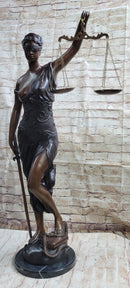 Blind Lady Justice Justica Bronze Metal Sculpture 36" x 24"