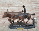 Frederic Remington BOLTER Western Cowboy Cattle Drive Bronze Statue Sculpture 13" x 17"