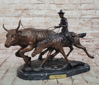 Frederic Remington BOLTER Western Cowboy Cattle Drive Bronze Statue Sculpture 13" x 17"