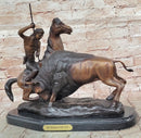 BUFFALO HUNT by Frederic Remington Native American Western Bronze Statue Sculpture 13" x 17"
