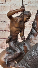 BUFFALO HUNT by Frederic Remington Native American Western Bronze Statue Sculpture 13" x 17"