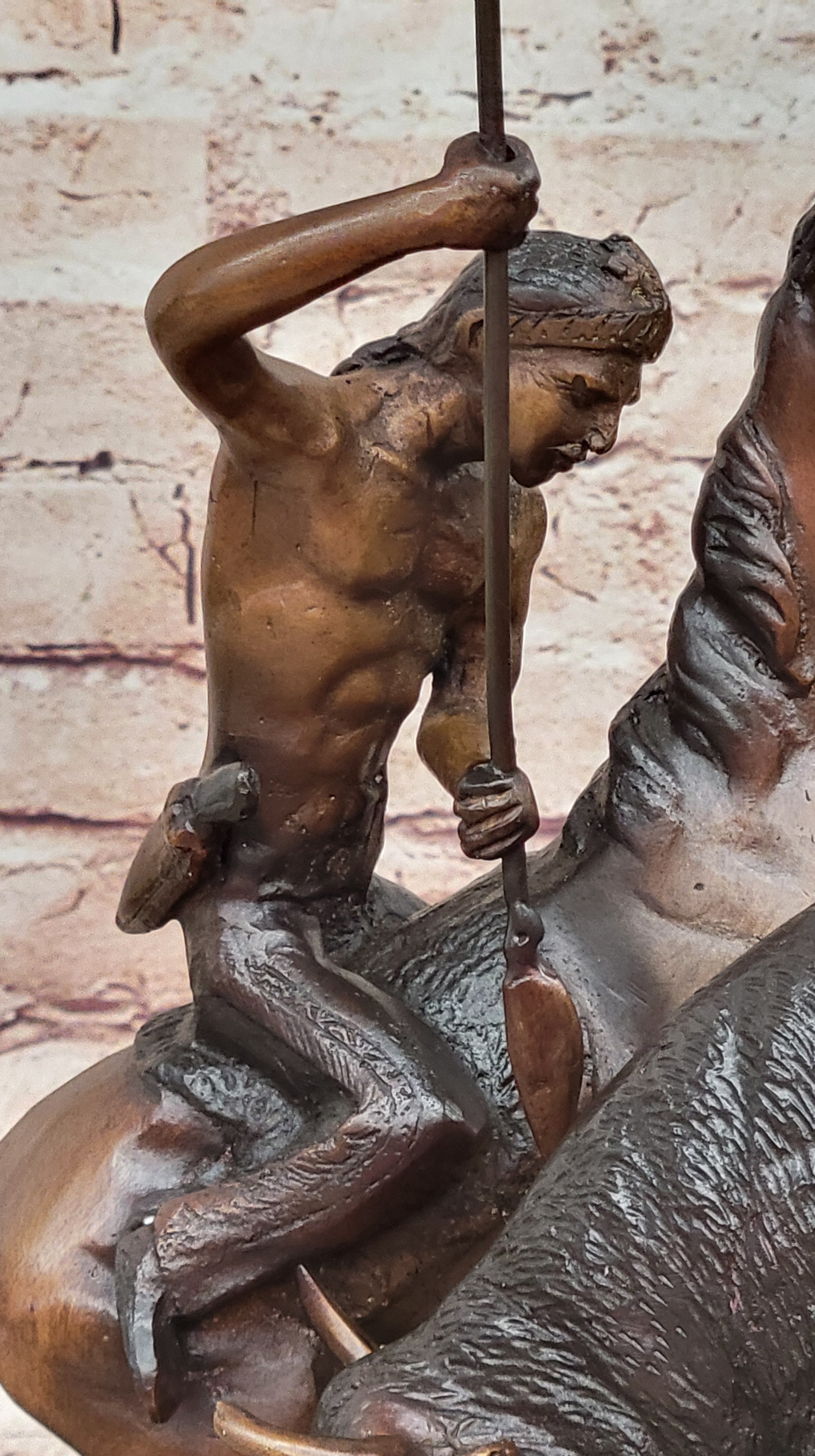 BUFFALO HUNT by Frederic Remington Native American Western Bronze Statue Sculpture 13" x 17"