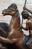 BUFFALO HUNT by Frederic Remington Native American Western Bronze Statue Sculpture 13" x 17"