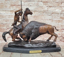 BUFFALO HUNT by Frederic Remington Native American Western Bronze Statue Sculpture 13" x 17"