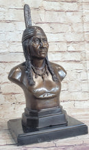 Bronze Bust Native American Indian w/ Braided Hair 12" x 7"