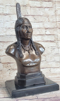 Bronze Bust Native American Indian w/ Braided Hair 12" x 7"