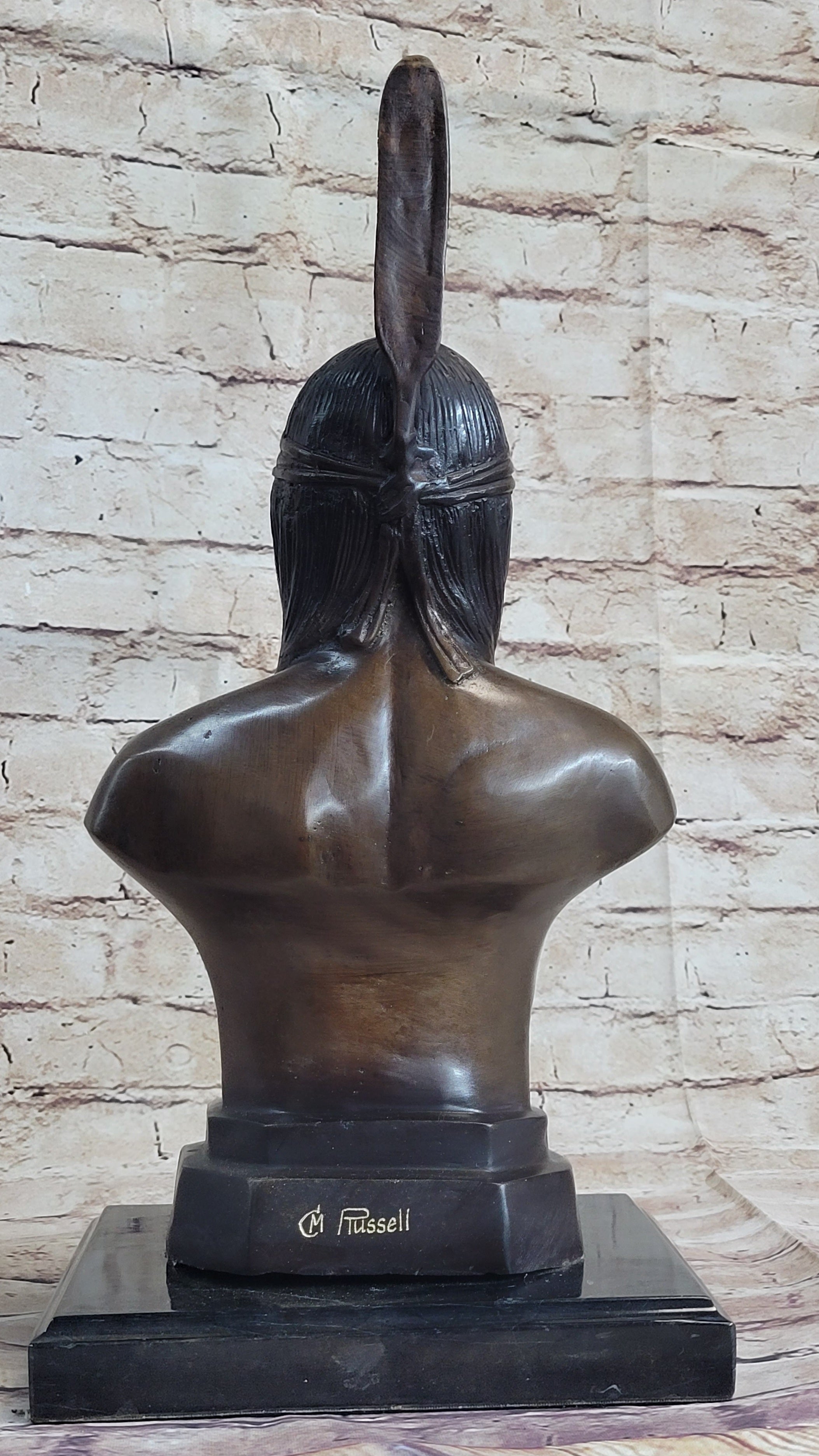 Bronze Bust Native American Indian w/ Braided Hair 12" x 7"